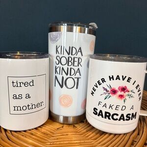 Set of Three Humorous insulated Mugs